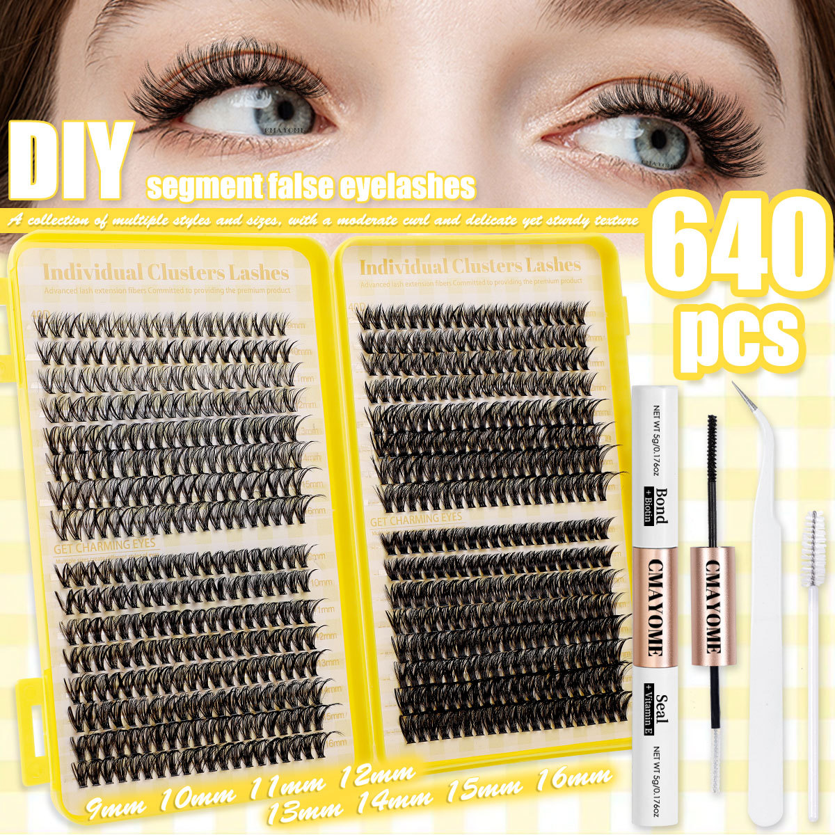 Eyelash Extension Options - DIY False Eyelashes 32 Rows D-Curled