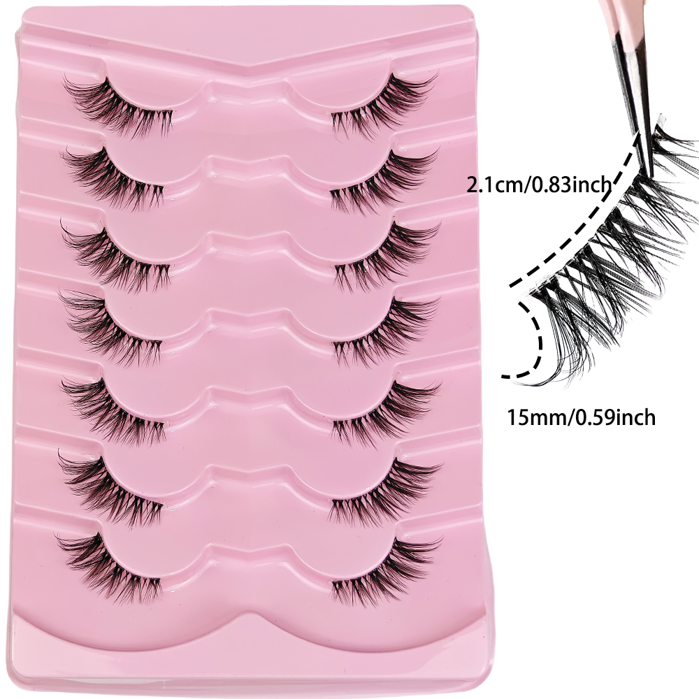7 Pairs Half Lashes With Clear - Eyelash Extension Cat Eye 리뷰 및 가격